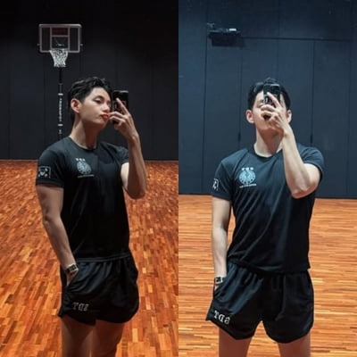 방탄소년단 뷔, 연습실 복장 '눈길'…전역 후에도 SDT 사랑 ing