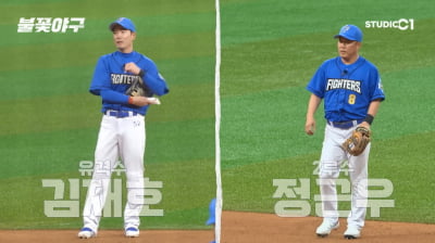 [종합] '불꽃야구' 창단 첫 승리…김재호 호수비→정근우 전력질주 빛났다