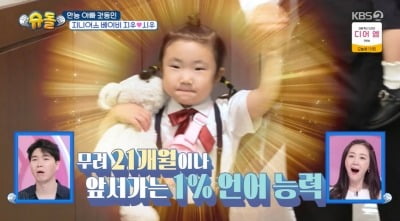 "21개월 앞서간다"…장동민 딸, 언어 '최상위 1%' 영재 판정 ('슈돌')