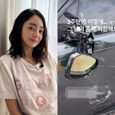 백미러·타이어 박살…서효림, 폭우 3주 지났는데도 차량 여전히 '처참'