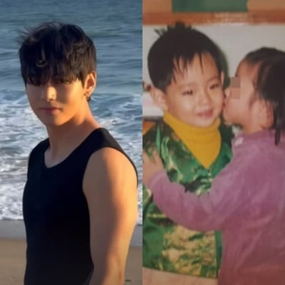 '세계 미남 1위' 뷔, '첫 뽀뽀' 뺏긴 순간…여사친, '월클' 예견