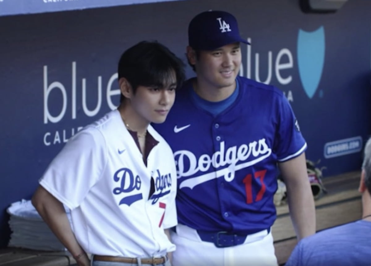 그룹 방탄소년단 뷔, LA 다저스 오타니 사진=메이저리그 공식 홈페이지 영상 캡처
