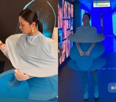회오리 감자야 뭐야…박나래, 의상에 포박된 채 행사장 등장