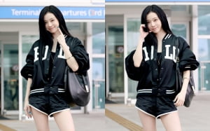 에스파 윈터 미국 뉴욕 출국길 봄버재킷 & 라지 숄더백 공항패션 선보여