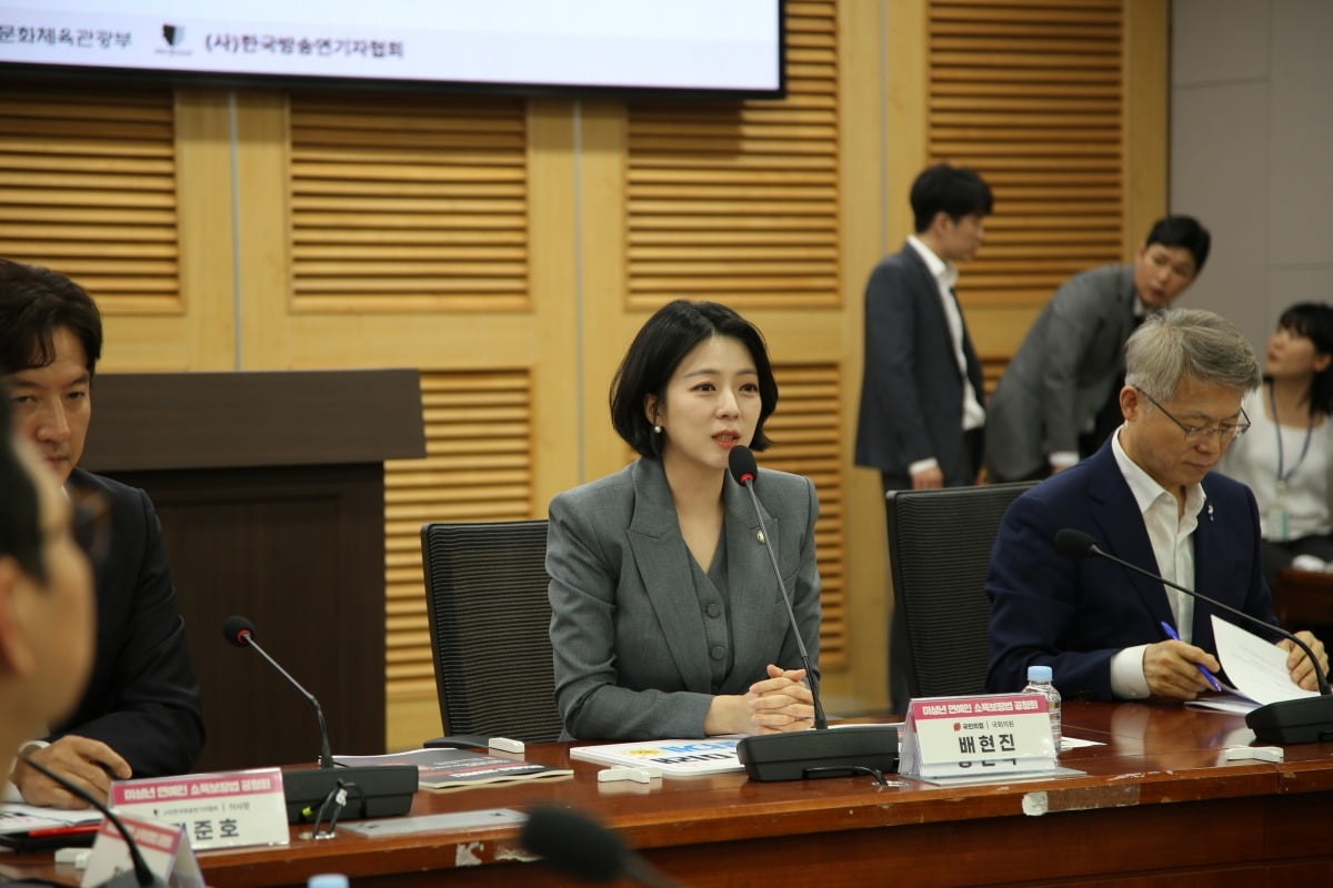 배현진 국민의힘 의원이 서울 여의도동 국회에서 열린 '미성년 연예인 소득보장법 공청회'에서 발언하고 있다. 사진=배현진 의원실