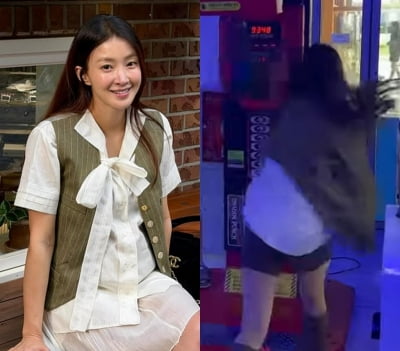 만삭 임산부 이시영, 이번엔 '펀치기계' 찾았다…남성이 각 잡고 때리는 수준