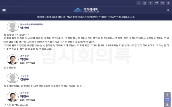 사진=제22대 국회 제429회 제2차 문화체육관광위원회 회의록 캡처