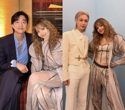 블핑 리사, 공유·제이홉·필릭스 옆 시스루 장착…행사장 바닥 청소는 덤