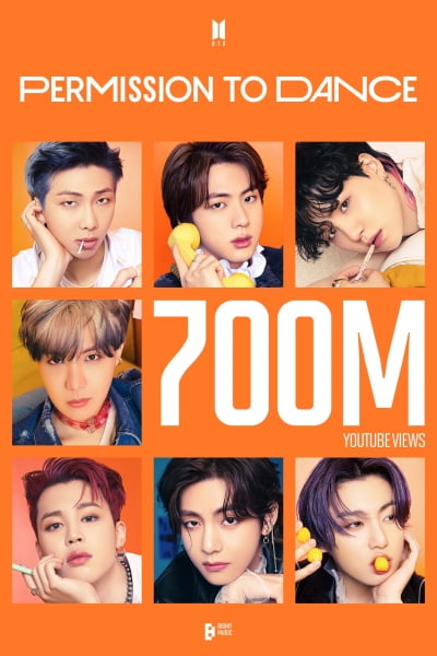 방탄소년단, 완전체 컴백 앞두고 또 기록 추가…'퍼미션 투 댄스' MV 7억뷰 돌파