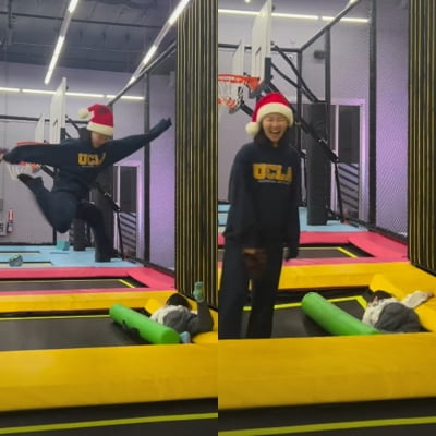 20대 엄마는 다르다…김수민, 美 키즈 카페서 아들 넉다운 시키는 체력