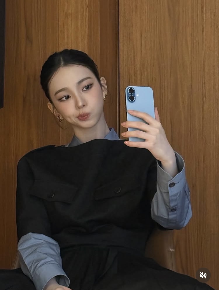 카리나, 아래서도 이중턱 부각이 0…명품 P사로 칭칭