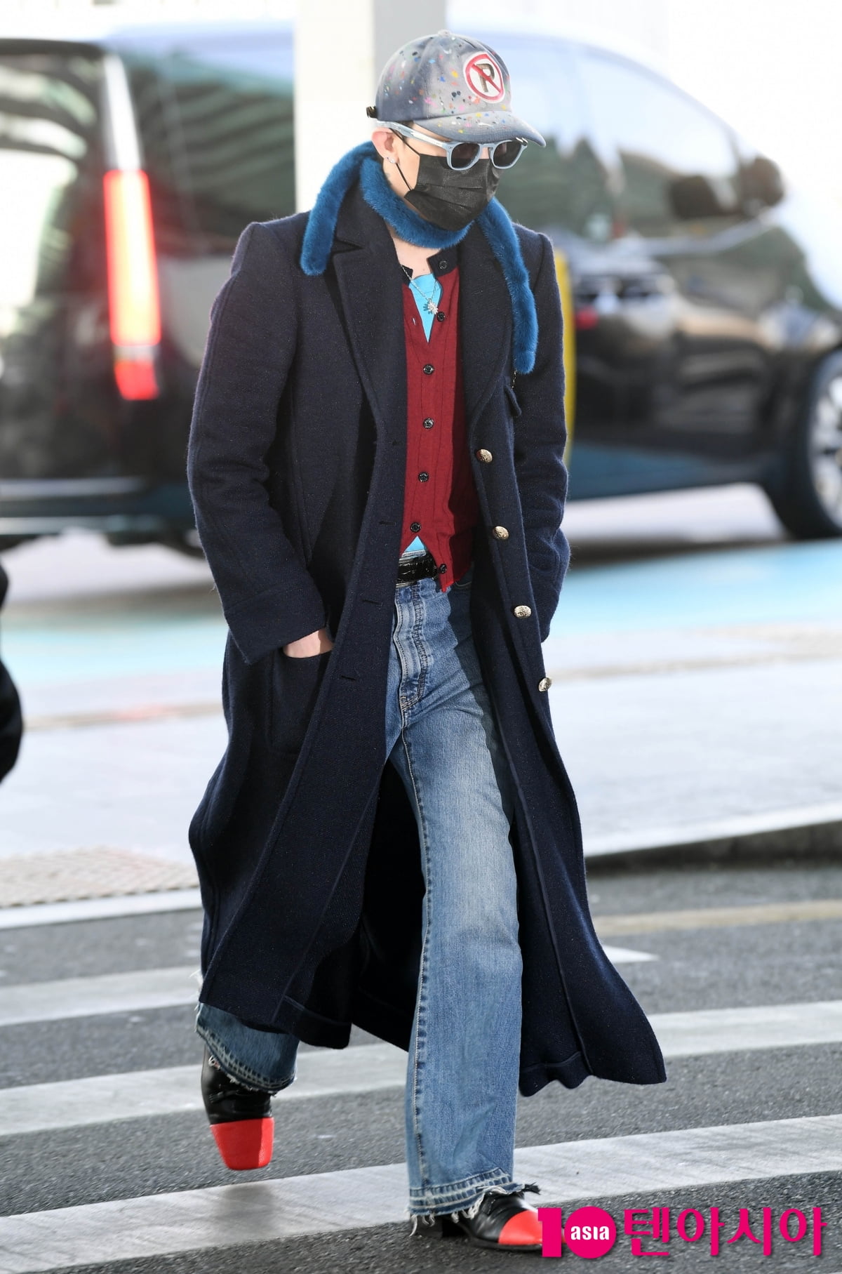 지드래곤, 패셔니스타의 남다른 청청패션...센스 가득한 공항패션[TEN포토+]