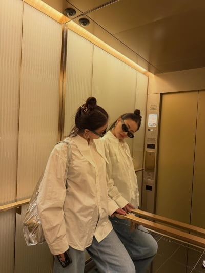 '46세' 황보, 엘리베이터 안에서 뭐하나 했더니…선글라스 끼고 '압도적 힙스터'