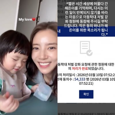 딸 돌 앞둔 손담비, 아동학대 피해에 목소리 냈다…"해든이를 기억하며"