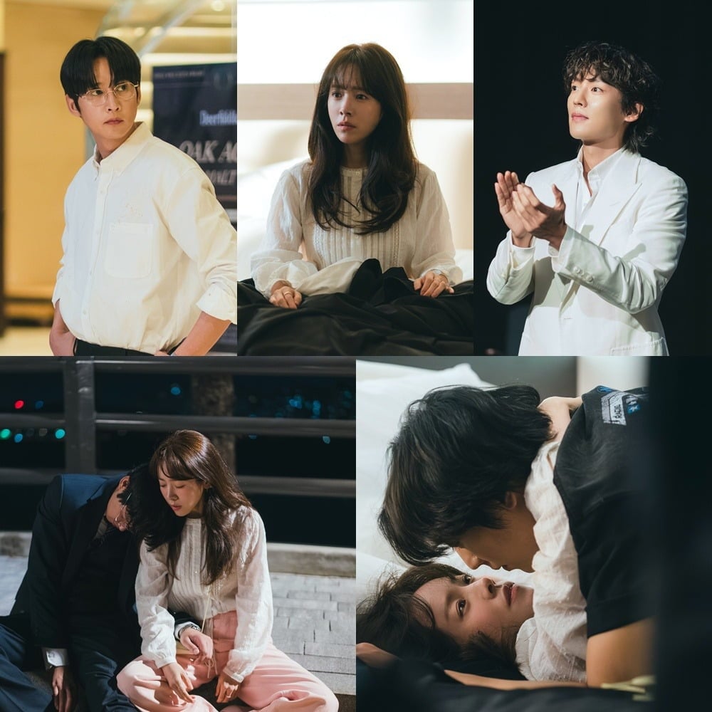 박성훈과 이기택을 두고 고민하는 한지민 / 사진제공=SLL