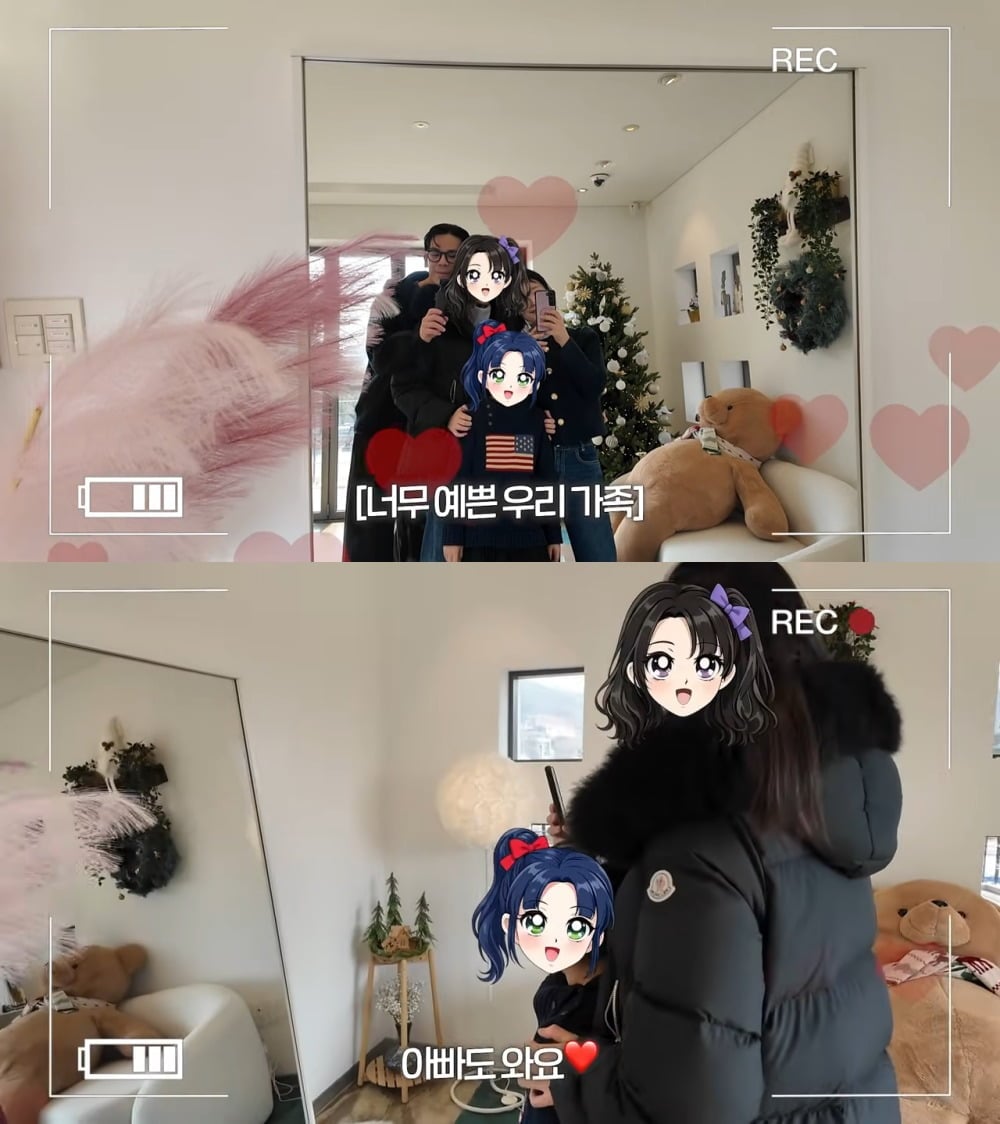 사진 = 광수와 정희, 두 딸의 거울 셀카 찍는 모습 / 광수 유튜브 채널 '100상엽' 캡처