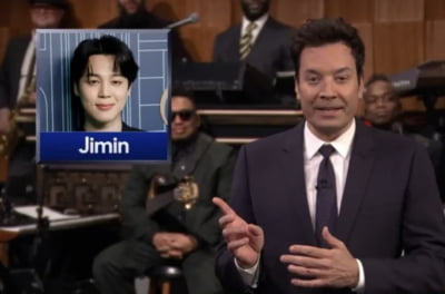 BTS 지민, 미국 유명 연예인과 재회…지미 팰런 샤라웃 받았다