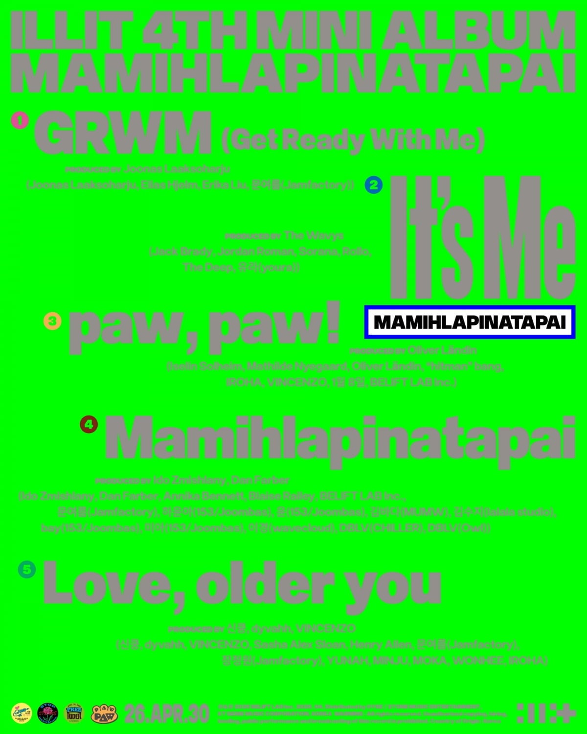 아일릿 미니 4집 '마밀라피나타파이' 트랙리스트/ 사진 제공= 빌리프랩(하이브)