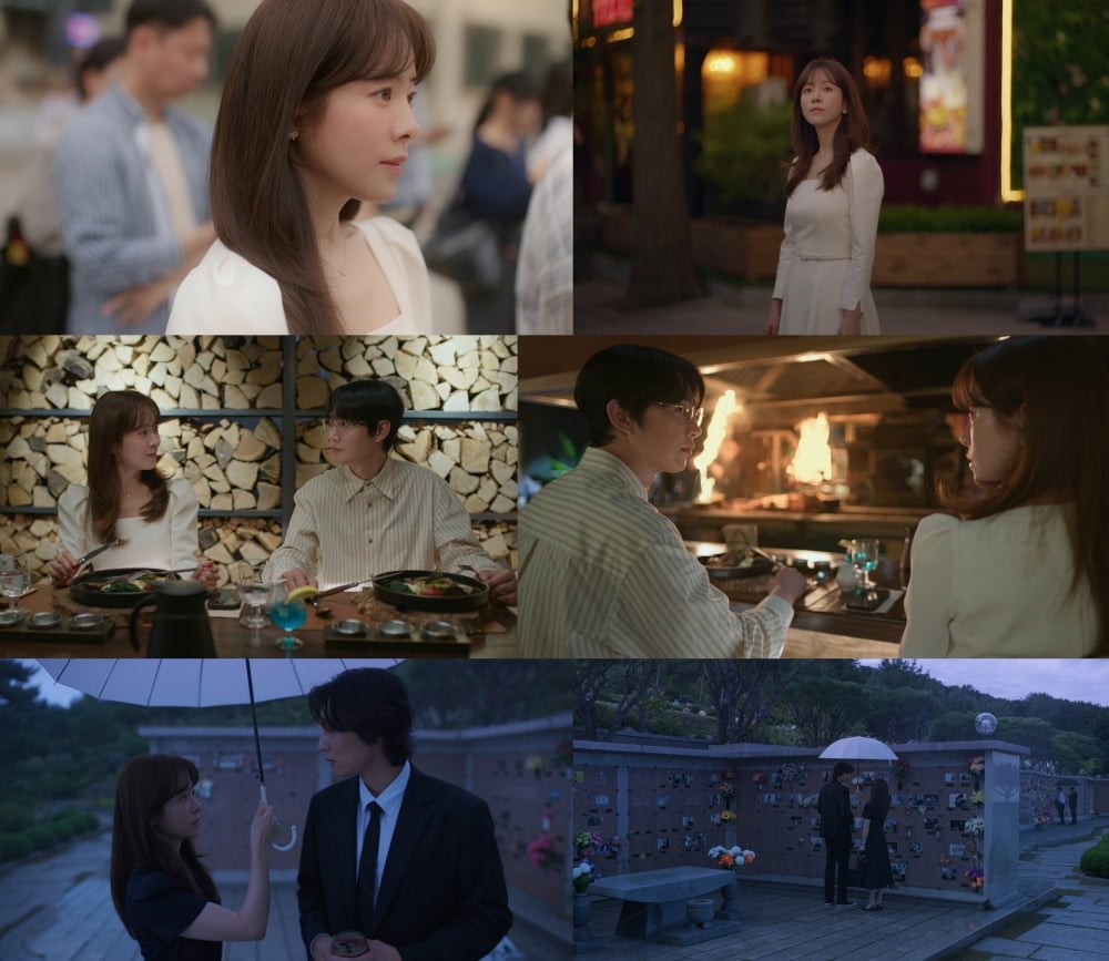 JTBC 토일드라마 ‘미혼남녀의 효율적 만남’에 출연 중인 이의영(한지민 분), 송태섭(박성훈 분), 신지수(이기택 분 )/ 사진 제공: JTBC 토일드라마  캡처