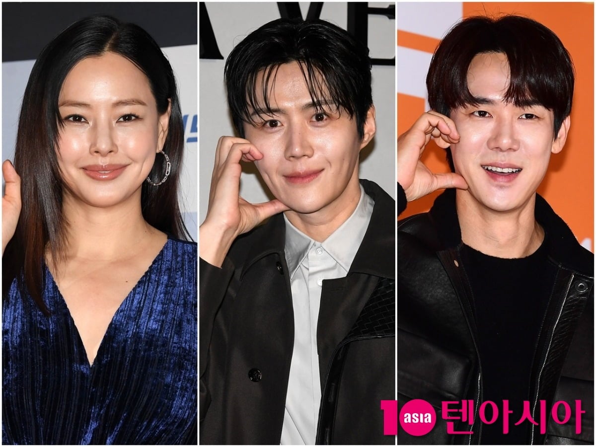 이하늬, 김선호, 유연석이 공식 행사장에 참석해 포즈를 취하고 있다./사진=텐아시아DB