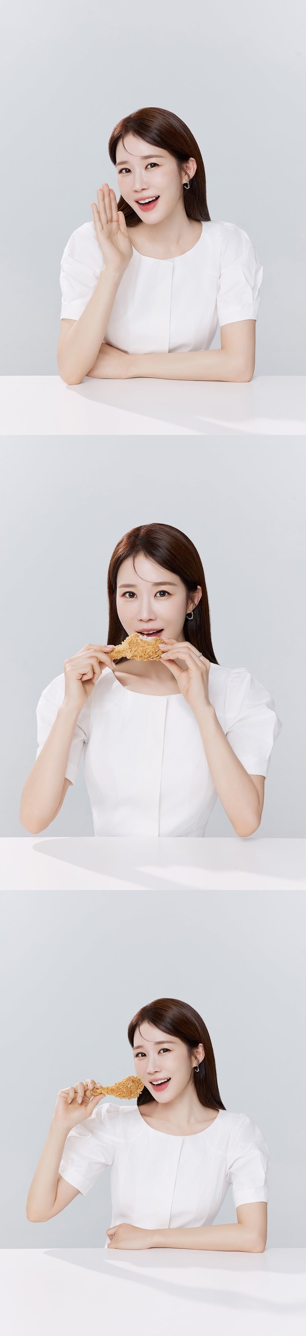 유인나가 치킨 프랜차이즈의 전속 모델로 활약한다./사진제공=후라이드참잘하는집