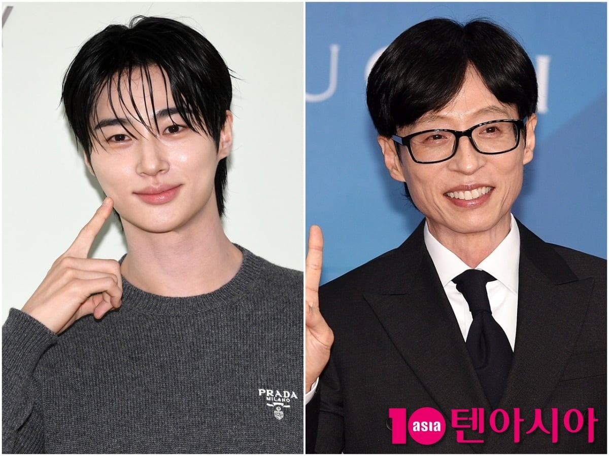 변우석과 유재석이 각 공식 행사에 참석해 포즈를 취하고 있다./사진=텐아시아DB