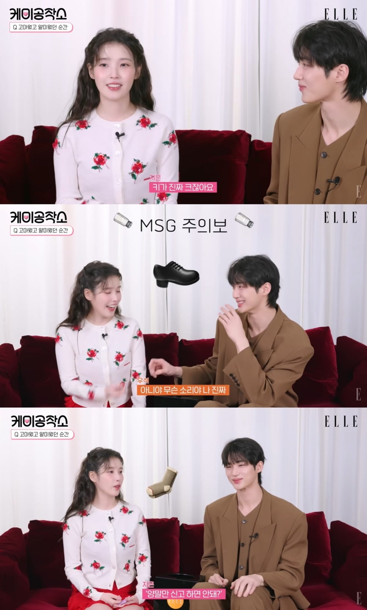 1993년생 아이유가 1991년생 배우 변우석과 관련된 유쾌한 일화를 공개했다./사진='엘르' 유튜브 채널 캡처