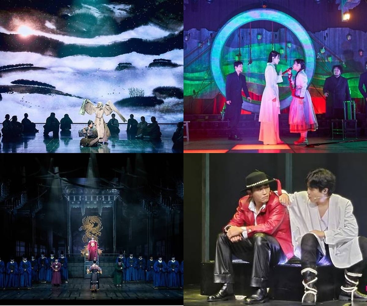 (시계방향으로) 뮤지컬 '몽유도원', '홍련', '쉐도우', '한복 입은 남자' / 사진=에이콤, 마틴앤터테인먼트, 텐아시아 DB, EMK 뮤지컬컴퍼니