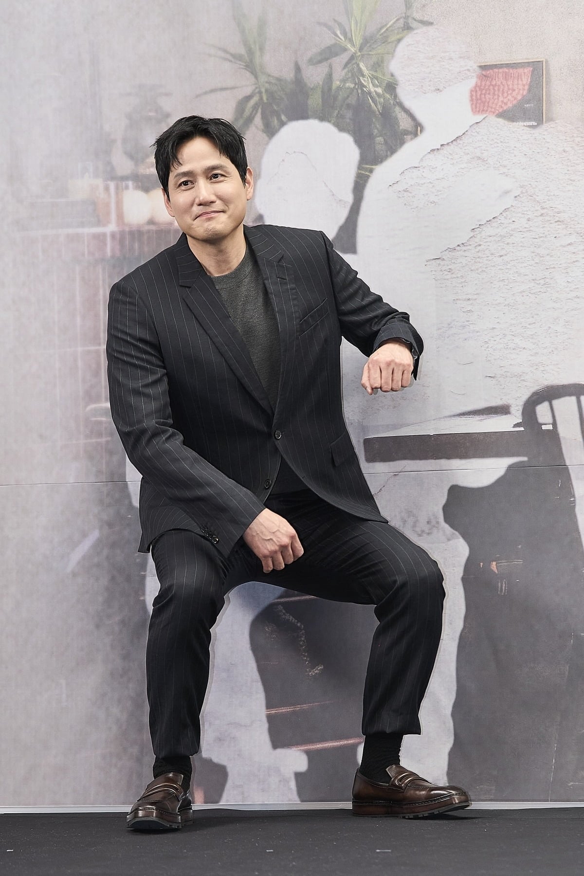 박해준이 '모자무싸' 제작발표회에서 포즈를 취하고 있다./사진제공=JTBC