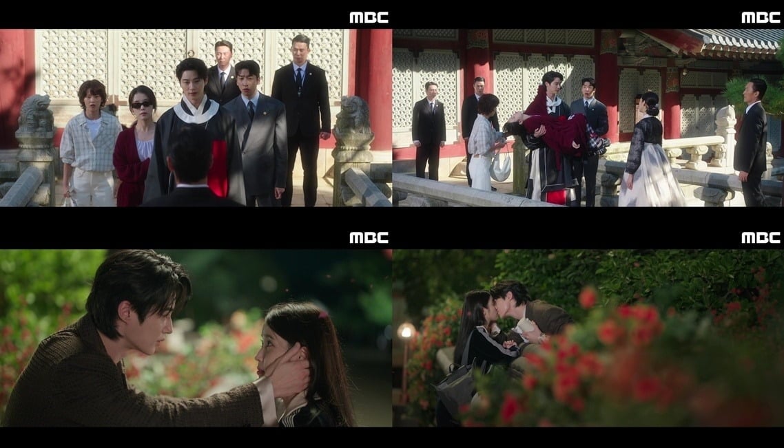 아이유와 변우석이 달콤한 입맞춤으로 로맨스 물꼬를 터트렸다./사진=MBC 방송 화면 캡처