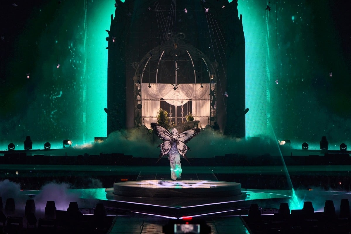 그룹 NCT WISH의 유우시가 첫 번째 단독 앙코르 콘서트 'NCT WISH 1st CONCERT TOUR 'INTO THE WISH : Our WISH' ENCORE IN SEOUL'에서 무대를 선보이고 있다./사진제공=SM엔터테인먼트