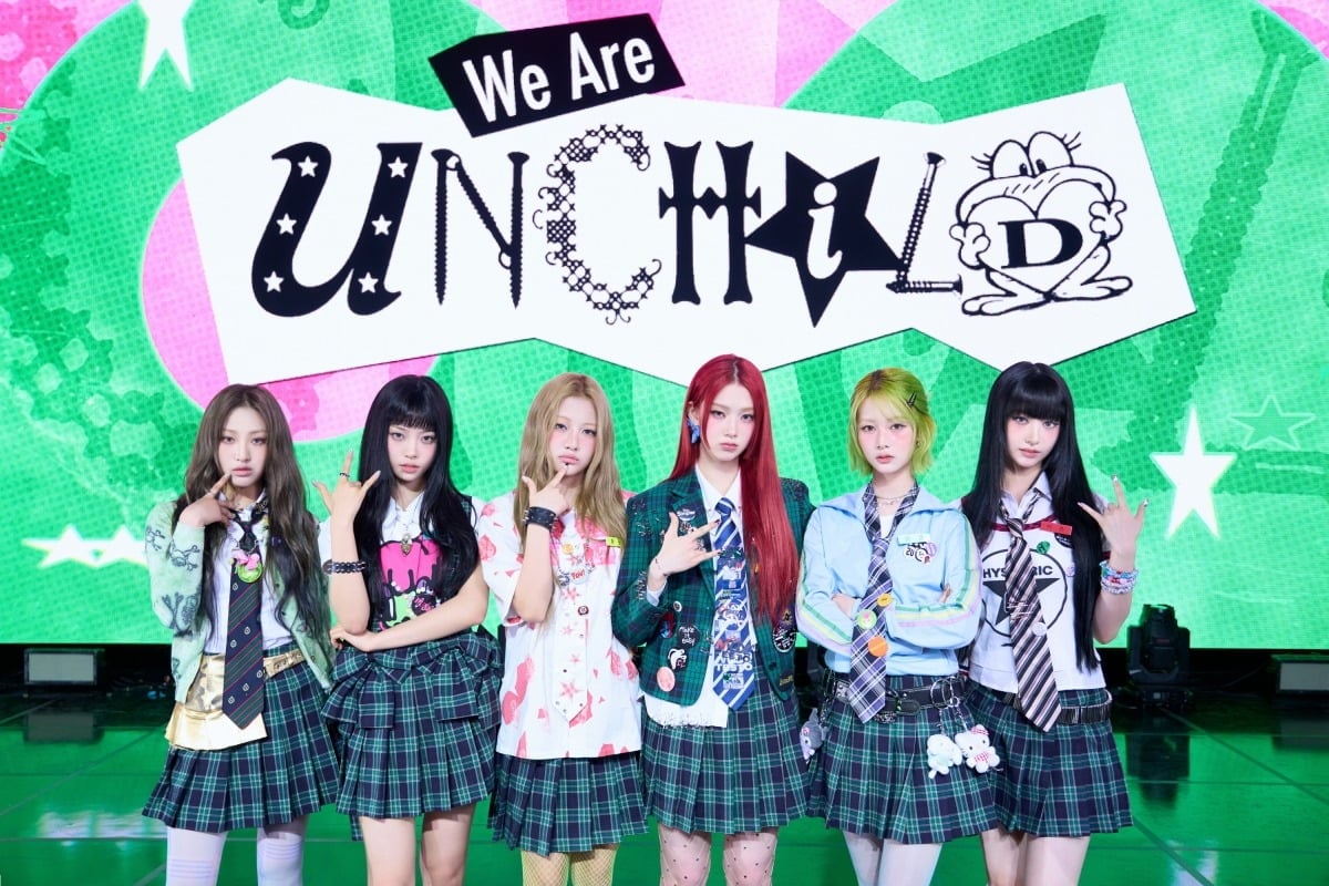 그룹 언차일드가 데뷔 싱글 'We Are UNCHILD' 발매 기념 미디어 쇼케이스에서 포즈를 취하고 있다./사진제공=하이업엔터테인먼트