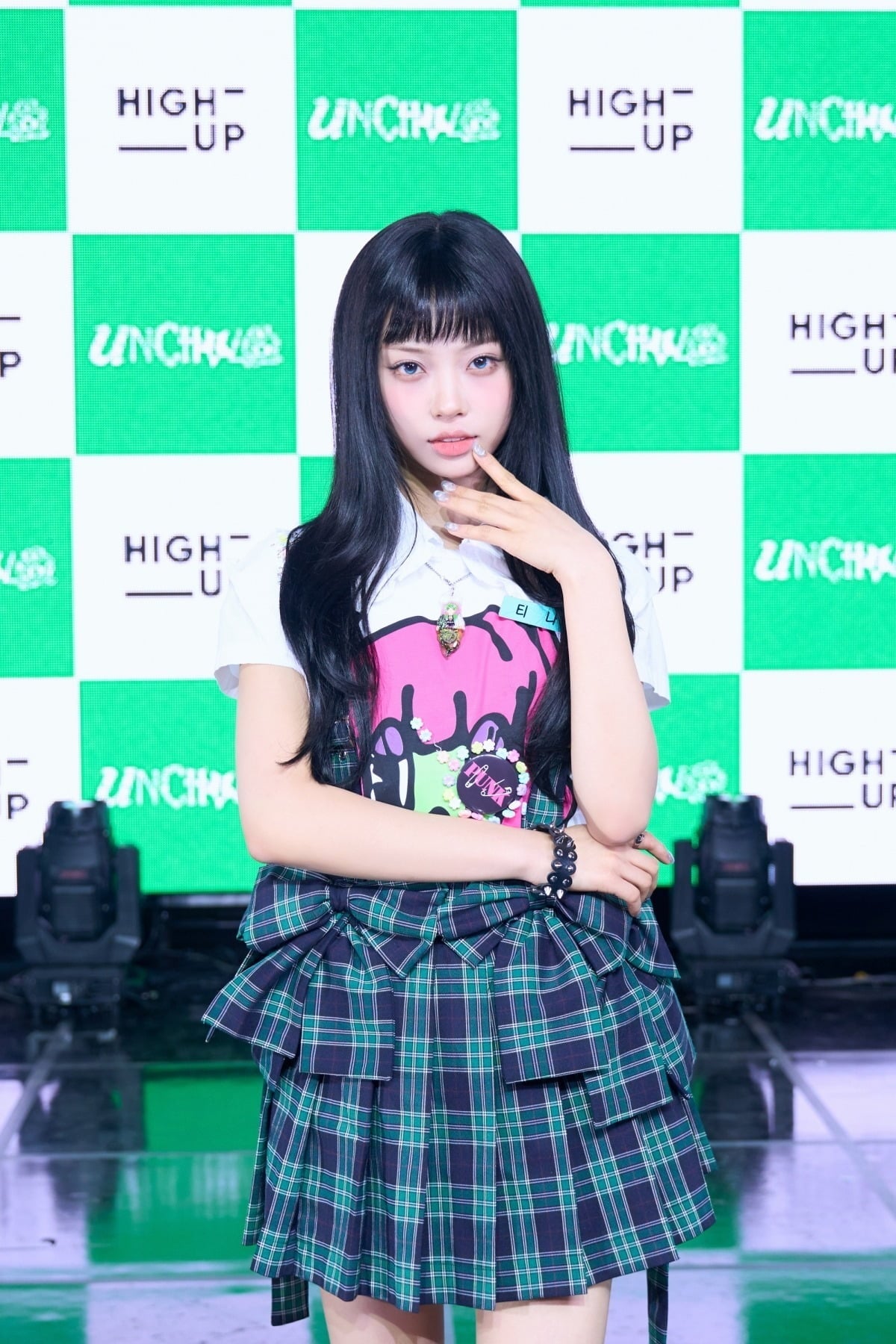 그룹 언차일드의 티나가 데뷔 싱글 'We Are UNCHILD' 발매 기념 미디어 쇼케이스에서 포즈를 취하고 있다./사진제공=하이업엔터테인먼트