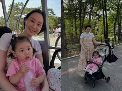 이유영, '결혼식 전 출산' 첫째가 벌써 2살…뱃속 둘째까지 모녀 봄나들이