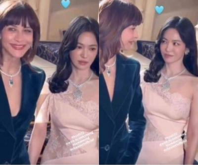 송혜교, '세계 4대 미인' 옆 더 빛나…하루 만에 긴 머리 만들더니