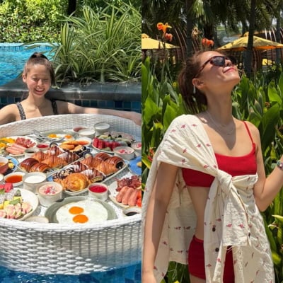 여배우는 새 모이만큼 먹던데…설현, 브런치 4인분 안고 함박웃음