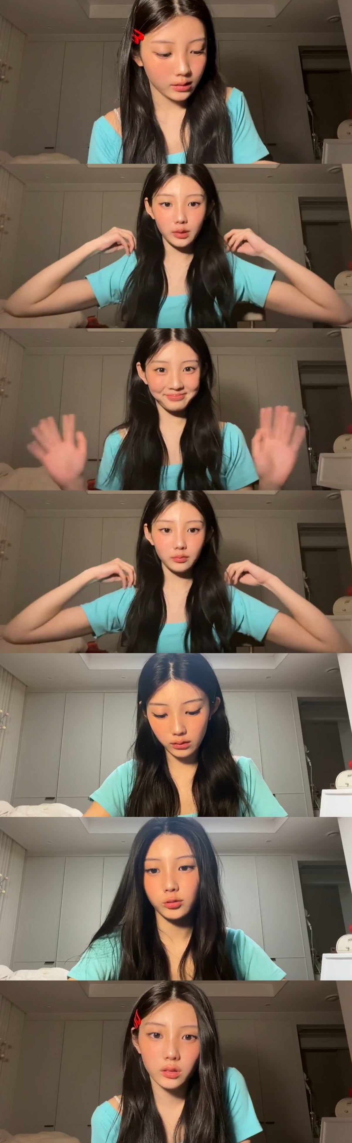 그룹 아일릿(ILLIT) 원희가 날렵해진 얼굴로 눈길을 끌었다./사진=SNS 갈무리