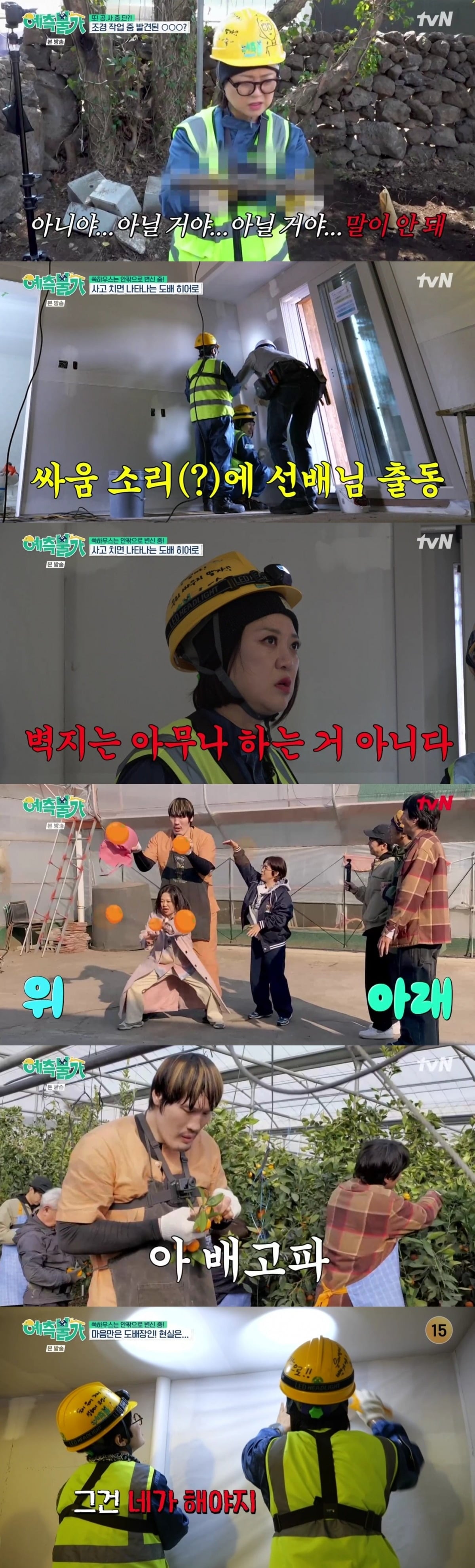 바쁘디 바쁜 쑥패밀리의 집 공사 작업기가 꿀잼 수치 한도를 초과했다./사진=tvM 방송 화면 캡처