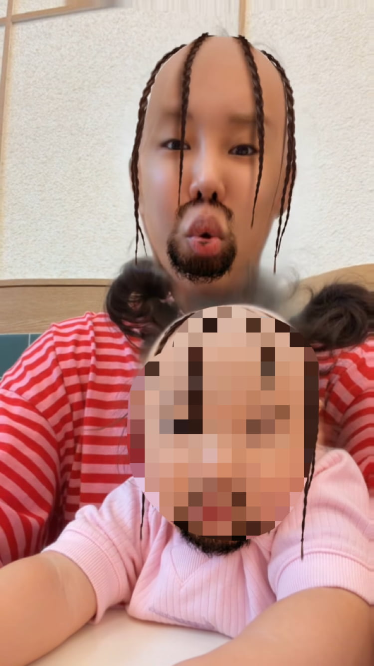 랄랄, 딸한테 무슨 원망을 들으려고…대머리에 머리카락 몇 가닥 필터