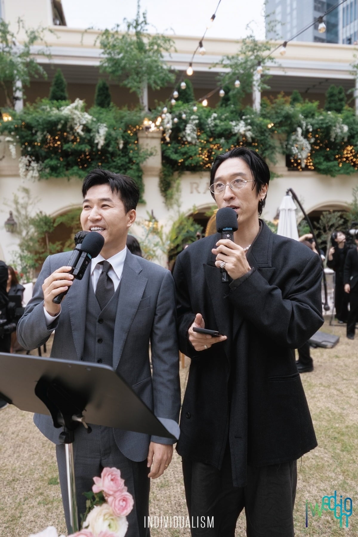 신지, 문원이 결혼식 축사를 맡은 빽가, 김종민./사진제공=아이웨딩