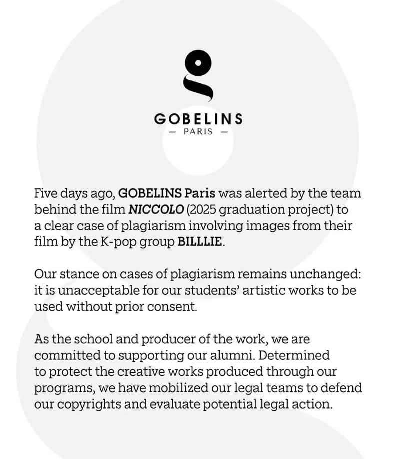 GOBELINS Paris Announcement Posted on Instagram / @gobelins.paris on Instagram

