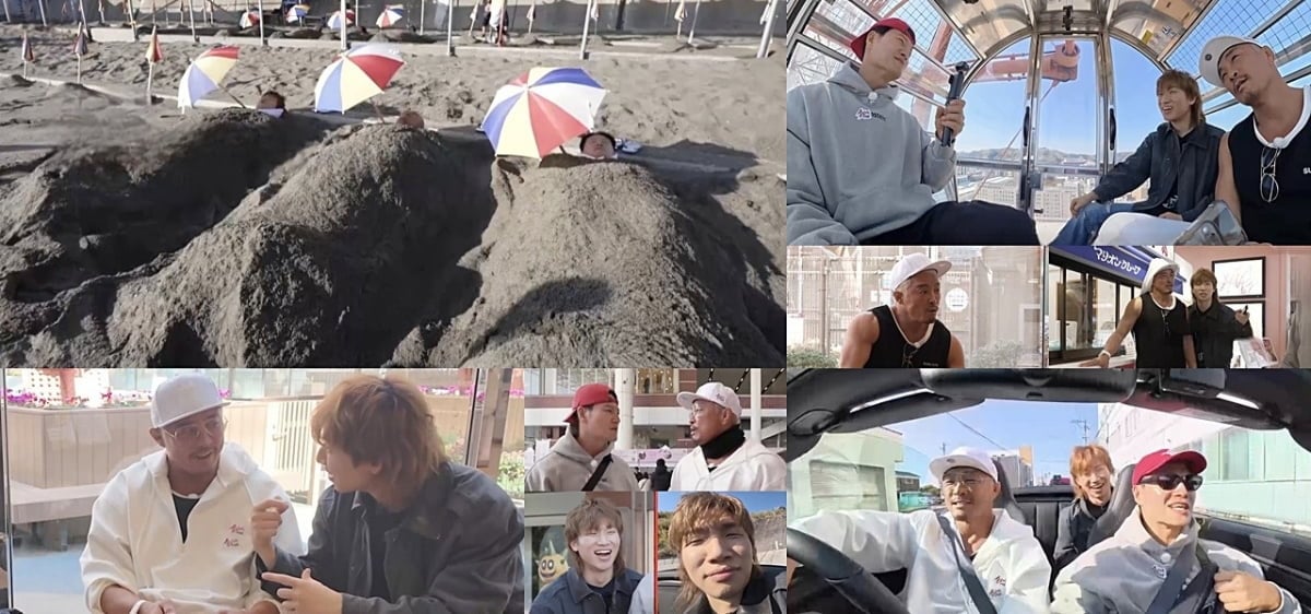 SBS Plus ‘상남자의 여행법 in 규슈’ 추성훈, 김종국, 대성이 후끈한 모래에 묻힌 것도 모자라 대형 사건 발발을 예고했다 / 사진 제공 = SBS Plus