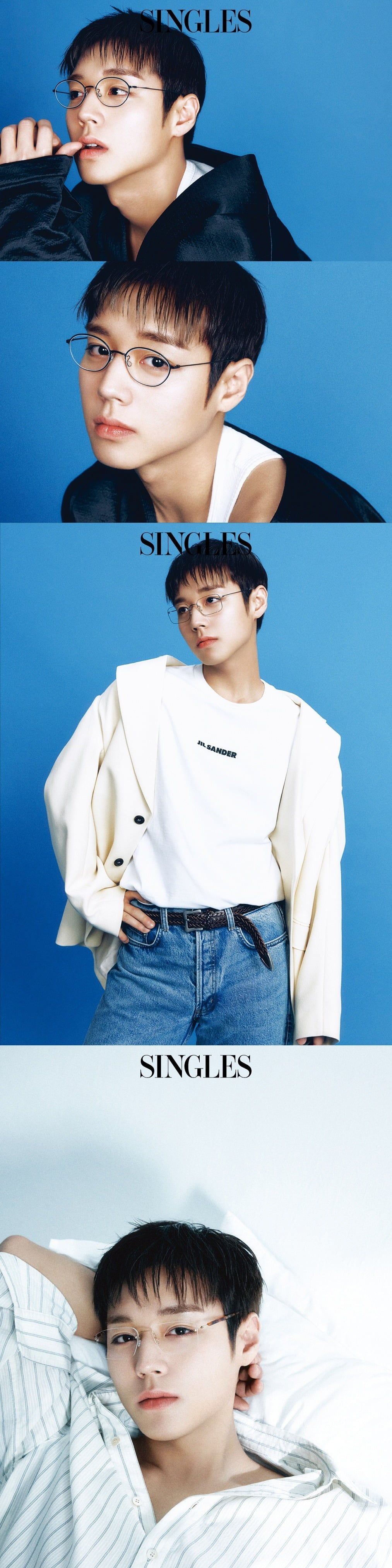 박지훈이 지적이면서도 세련된 분위기의 안경 화보를 공개하며 또 다른 반전 매력을 선보였다./사진제공=싱글즈