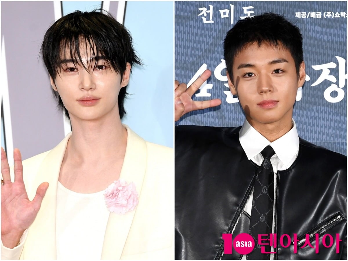 변우석과 박지훈이 각 공식행사에 참석해 포즈를 취하고 있다./사진=텐아시아DB
