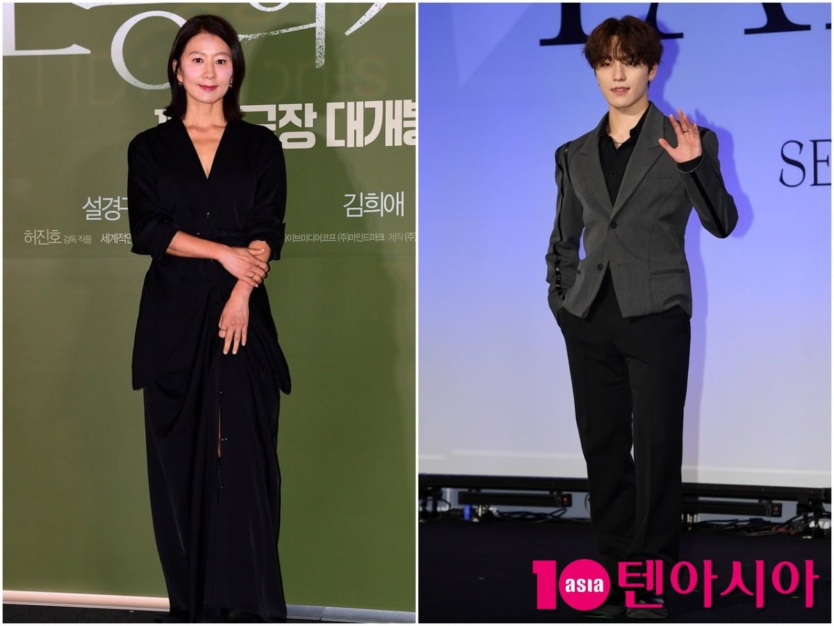배우 김희애와 세븐틴 디노가 각 공식행사에 참석해 포즈를 취하고 있다./사진=텐아시아DB