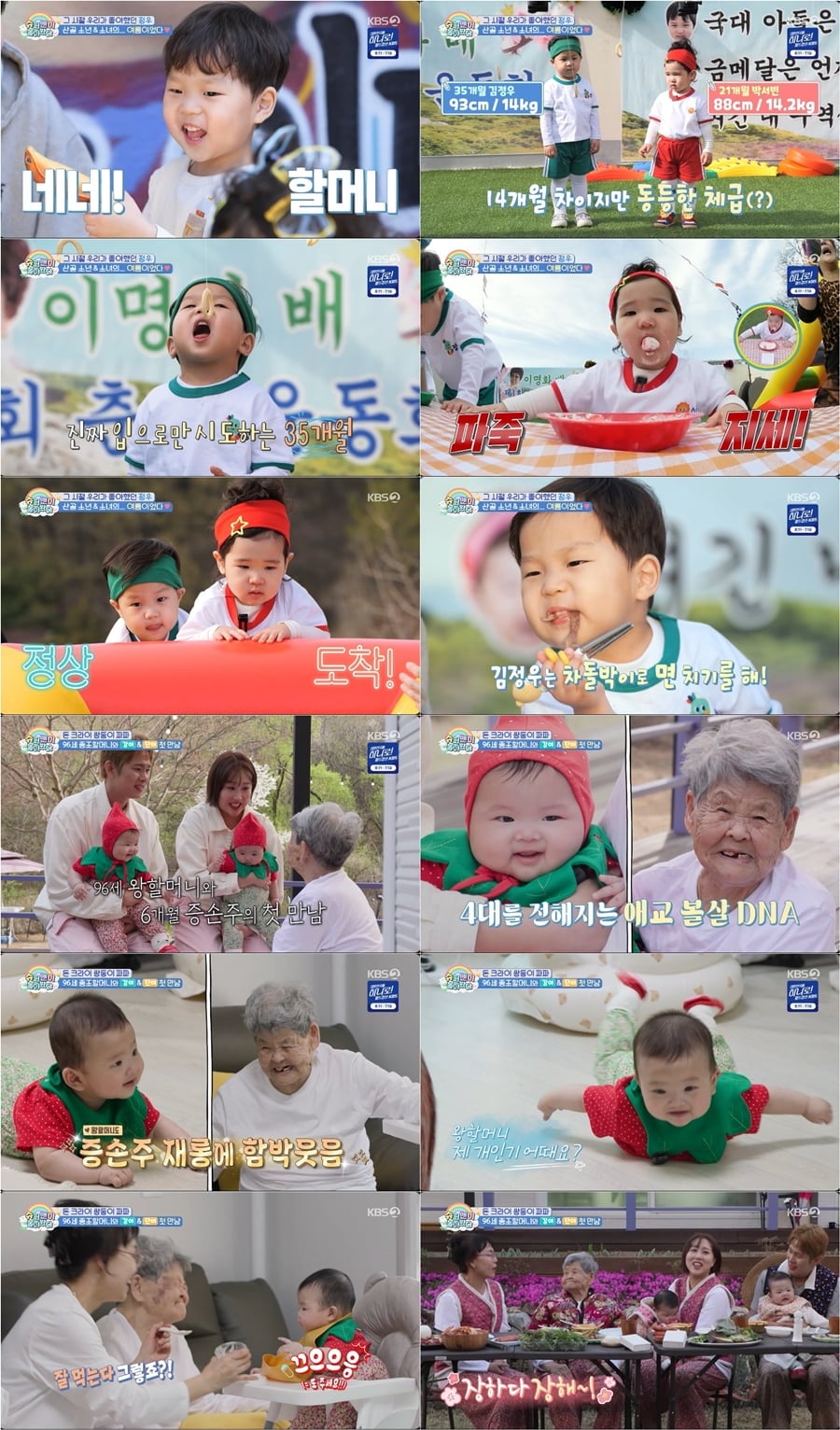 손민수-임라라 부부의 자녀 강단둥이남매가 96세 외증조할머니와 만났다.  / 사진 제공｜KBS 2TV