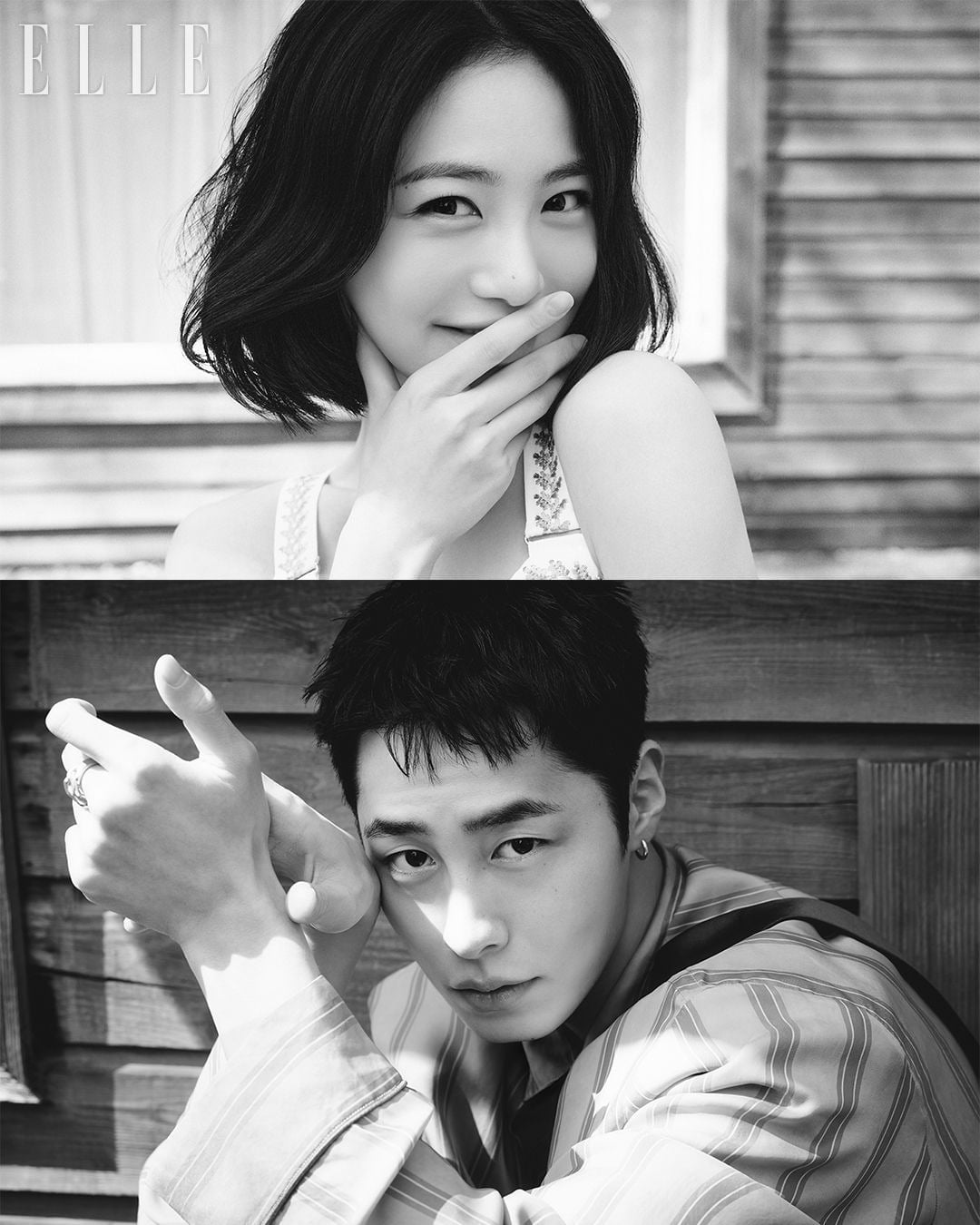 이재욱과 신예은이 커플 화보를 통해 현실 커플 못지않은 로맨틱한 케미스트리를 선보였다./사진제공=엘르