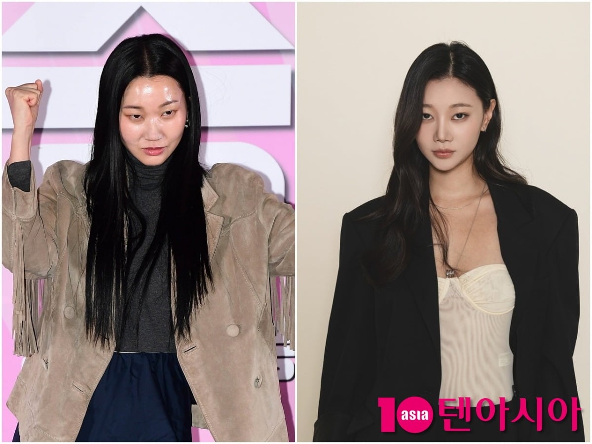 모델 겸 방송을 병행하는 장윤주와 여연희가 각자의 자리에서 포즈를 취하고 있다./사진=텐아시아DB