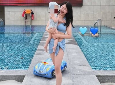 박수홍 아내, 38kg 감량 이유있었네…출산 후 탄탄한 비키니 몸매