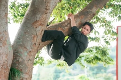 군대 간 이재욱, 이렇게 망가져도 되려나…원숭이 연상케 한 나무 매달리기 몸개그 ('섬보이')